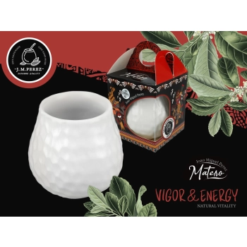 Naczynie Ceramiczne do Yerby - plaster miodu, biały