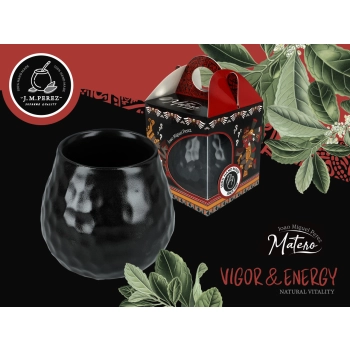 Naczynie Ceramiczne do Yerby - plaster miodu, czarny