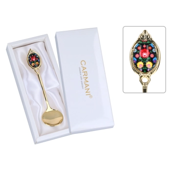 Łyżeczka do cukru powlekana 24K złotem - Kujawskie, czarne (CARMANI)
