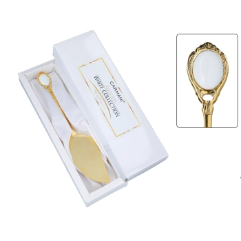 Łopatka do ciasta powlekana 24K złotem - Białe oczko (CARMANI)