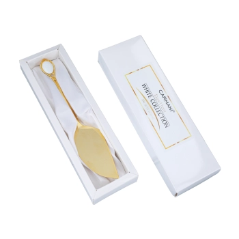 Łopatka do ciasta powlekana 24K złotem - Białe oczko (CARMANI)