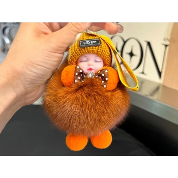 Breloczek do kluczy - Niemowlak, żółty pompon