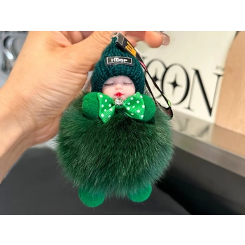 Breloczek do kluczy - Niemowlak, zielony pompon