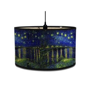 Abażur bambusowy - V. van Gogh, Gwiaździsta Noc nad rodanem