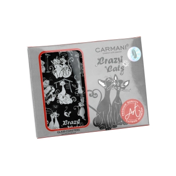 Podkładka szklana - Koci świat, czarne (CARMANI)