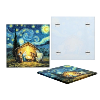 Kpl. 4 podkładek szklanych -  inspirowane malarstwem van Gogha, Boże Narodzenie (CARMANI)