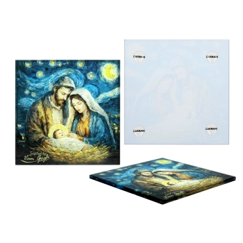 Kpl. 4 podkładek szklanych -  inspirowane malarstwem van Gogha, Boże Narodzenie (CARMANI)
