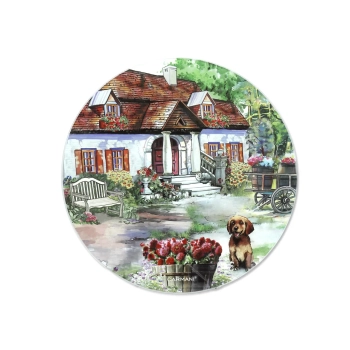 Deska szklana, okrągła - Village life (CARMANI)