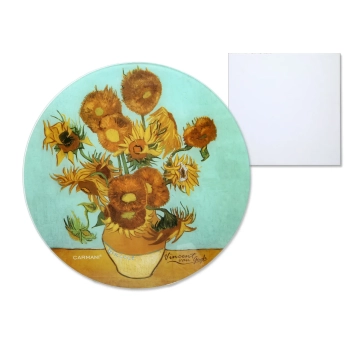 Deska szklana, okrągła - V. van Gogh, Słoneczniki (CARMANI)