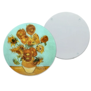 Deska szklana, okrągła - V. van Gogh, Słoneczniki (CARMANI)