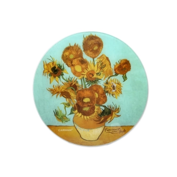 Deska szklana, okrągła - V. van Gogh, Słoneczniki (CARMANI)