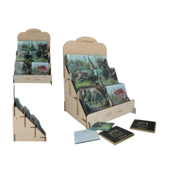 Kpl. 30 podkładek szklanych w display - Wieś (CARMANI)