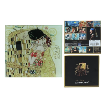 Podkładka szklana - G. Klimt, Pocałunek, kremowe tło (CARMANI)