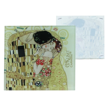 Podkładka szklana - G. Klimt, Pocałunek, kremowe tło (CARMANI)