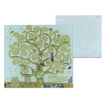 Podkładka szklana - G. Klimt, Drzewo życia, białe tło (CARMANI)