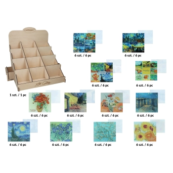 Kpl. 60 podkładek szklanych w display - V. van Gogh (CARMANI)