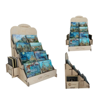 Kpl. 40 podkładek szklanych w display - A. Gaudi i P. Rodriguez (CARMANI)