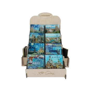 Kpl. 40 podkładek szklanych w display - A. Gaudi i P. Rodriguez (CARMANI)