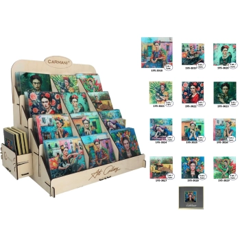 Kpl. 60 podkładek szklanych w display - F. Kahlo (CARMANI)