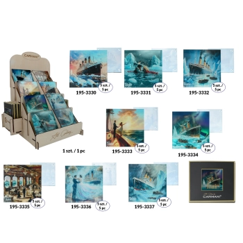 Kpl. 40 podkładek szklanych w display - Titanic (CARMANI)