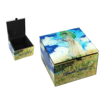 Szkatułka szklana na biżuterię - C. Monet, Kobieta z Parasolem (CARMANI)
