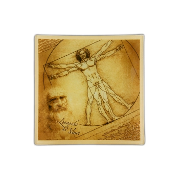 Talerz dekoracyjny - L. da Vinci, Człowiek Witruwiański 13x13cm