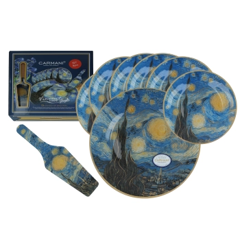 Kpl. patera i 6 talerzyków - V. van Gogh, Gwiaździsta Noc (CARMANI)