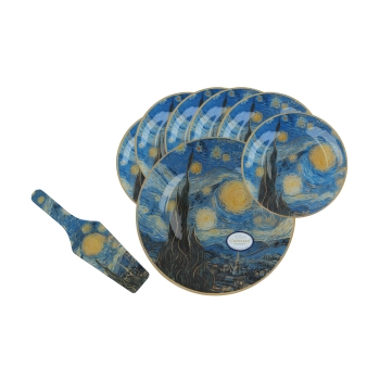 Kpl. patera i 6 talerzyków - V. van Gogh, Gwiaździsta Noc (CARMANI)