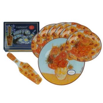 Kpl. patera i 6 talerzyków - V. van Gogh, Słoneczniki (CARMANI)