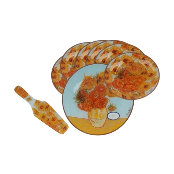 Kpl. patera i 6 talerzyków - V. van Gogh, Słoneczniki (CARMANI)
