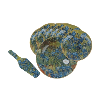 Kpl. patera i 6 talerzyków - V. van Gogh, Irysy (CARMANI)