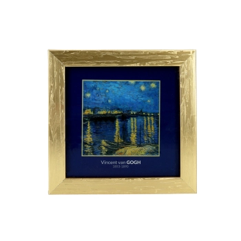 Obrazek - V. van Gogh, Noc nad Rodanem, złota ramka (CARMANI)
