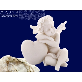 Aniołek z serduszkiem - alabaster grecki