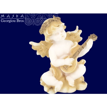 Aniołek grający na gitarze -alabaster grecki