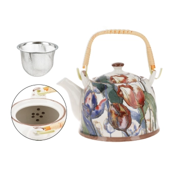 Czajnik ceramiczny z zaparzaczem - Tulipany (CARMANI)