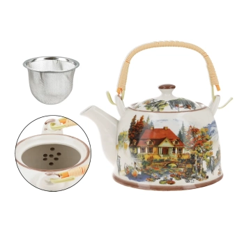Czajnik ceramiczny z zaparzaczem - Dworek nad stawem (CARMANI)