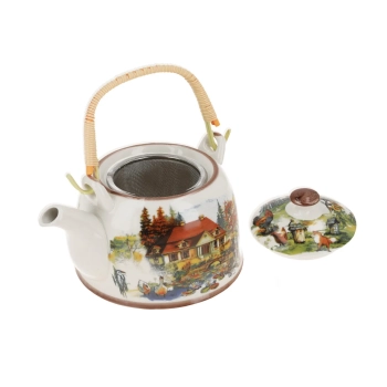 Czajnik ceramiczny z zaparzaczem - Dworek nad stawem (CARMANI)