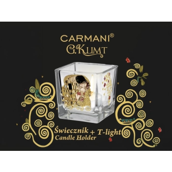 Świecznik szklany + tealight - G. Klimt, Pocałunek (CARMANI)