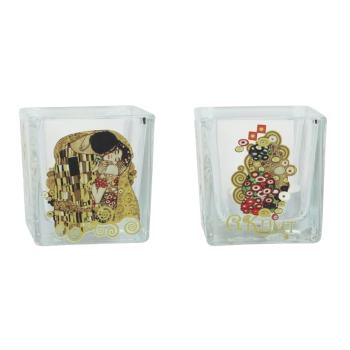Świecznik szklany + tealight - G. Klimt, Pocałunek (CARMANI)