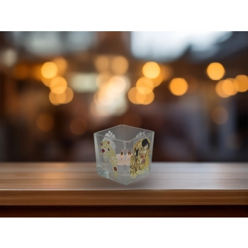 Świecznik szklany + tealight - G. Klimt, Pocałunek (CARMANI)