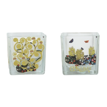 Świecznik szklany + tealight - G. Klimt, Drzewo życia (CARMANI)