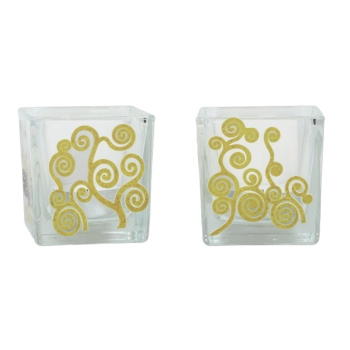 Świecznik szklany + tealight - G. Klimt, Drzewo życia (CARMANI)