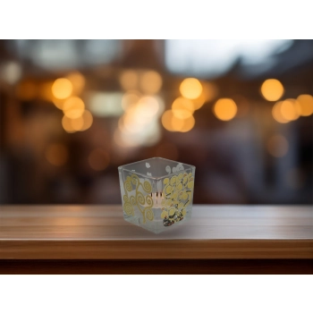 Świecznik szklany + tealight - G. Klimt, Drzewo życia (CARMANI)