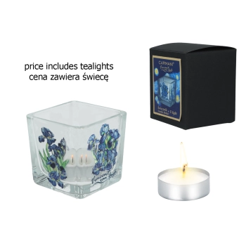 Świecznik szklany + tealight - V. van Gogh, Irysy (CARMANI)