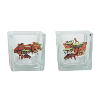 Świecznik szklany + tealight - V. van Gogh, Taras Kawiarki w Nocy (CARMANI)