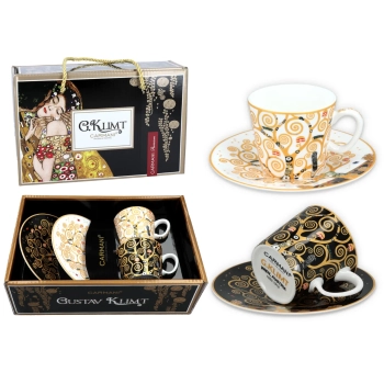 Kpl. 2 filiżanek espresso - G. Klimt, Drzewo życia (białe i czarne tło) (CARMANI)
