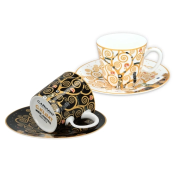 Kpl. 2 filiżanek espresso - G. Klimt, Drzewo życia (białe i czarne tło) (CARMANI)