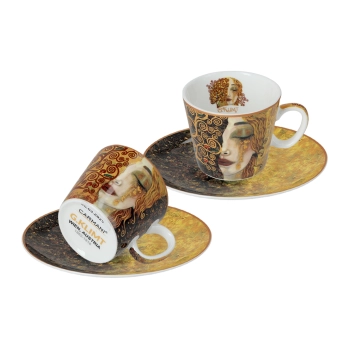Kpl. 2 filiżanek espresso - G. Klimt, Złote łzy (białe i czarne tło) (CARMANI)