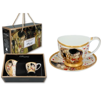 Filiżanka espresso Vanessa - G. Klimt, Pocałunek, białe tło (CARMANI)