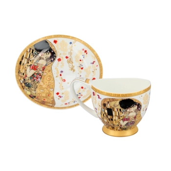 Filiżanka espresso Vanessa - G. Klimt, Pocałunek, białe tło (CARMANI)